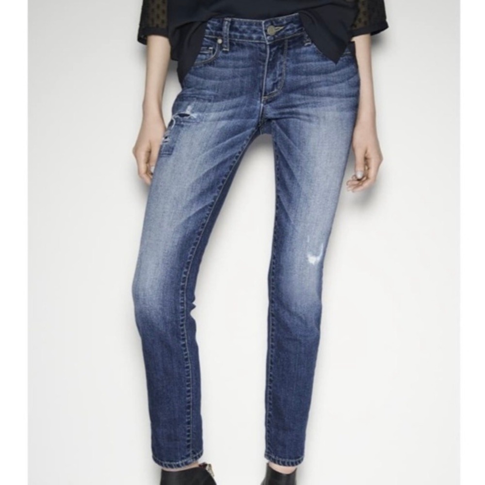 Paige Skyline Ankle Peg Jessie Tear And Repair Skinny Blue Denim Jeans Womens 25